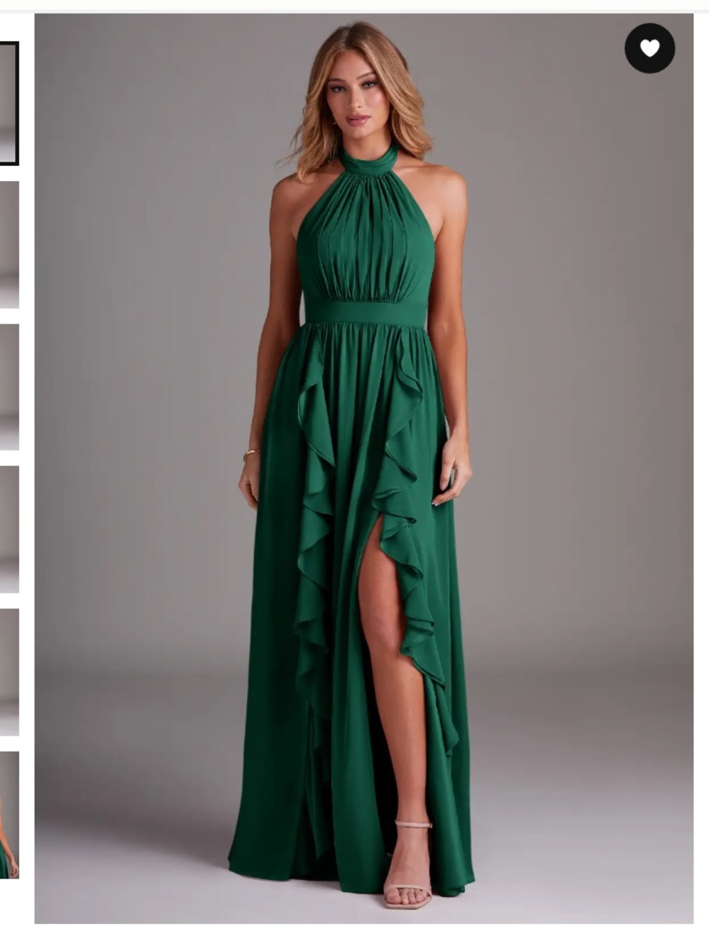 Emerald Green Halter Ruffle Maxi Dress